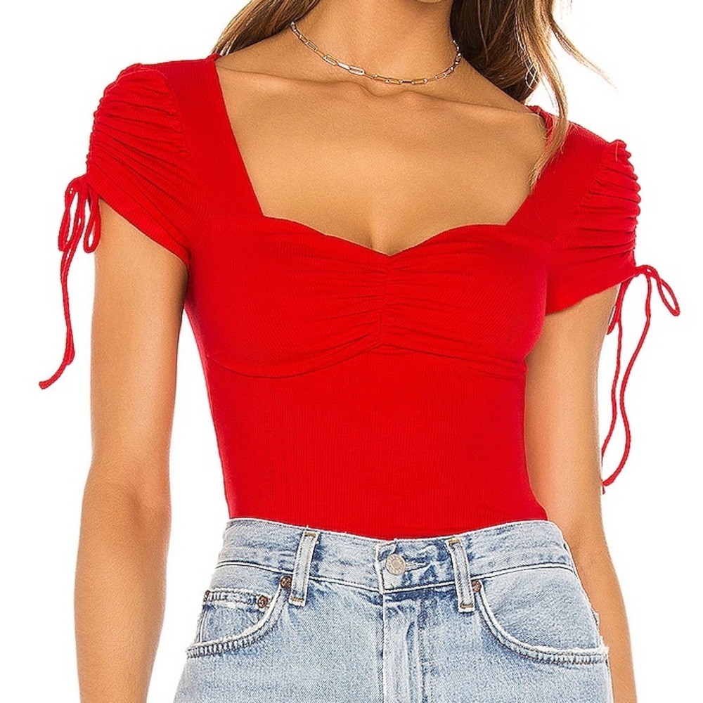 Superdown Scarlet Ruched Crop Top